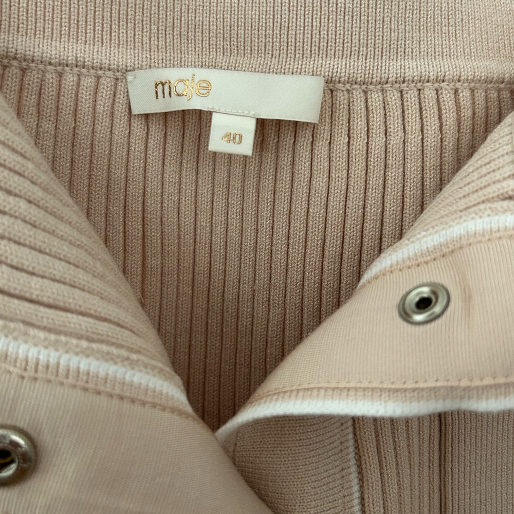 Maje Cream Button-Front Ribbed Mini Skirt - Picture 3 of 6